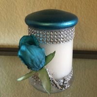 11 oz Dome Teal Blue Top/Rose Rapped in Silver
