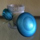 11 oz Dome Teal Blue Top/Rose Wrapped in Silver