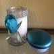 11 oz Dome Teal Blue Top/Rose Wrapped in Silver