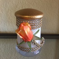 11 oz Dome Gold Top/ Rose Wrapped in Gold and Clear Rhinestones