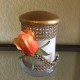 11 oz Dome Gold Top/ Rose Wrapped in Gold and Clear Rhinestones