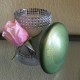 11 oz Dome Festive Green Top with Flower Wrapped in Rhinestones