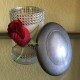 11 oz Dome Silver Top Red Flower Wrapped in Rhinestones