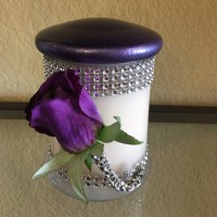 16 oz Dome Purple Top Flower Wrapped in Rhinestones
