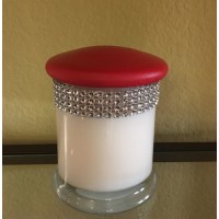 11 oz Dome Red Top Wrapped with Silver Rhinestones