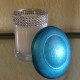 11 oz Dome Teal Blue Top Wrapped in Silver Rhinestones