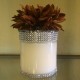 29 oz Candle with a Gold Flower Wrapped in Silver Bling