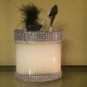 16 oz Candle Black & Silver Stiletto with a Black Feather