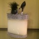 16 oz Candle Black & Silver Stiletto with a Black Feather