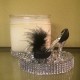 16 oz Candle Black & Silver Stiletto with a Black Feather