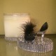 16 oz Candle Black & Silver Stiletto with a Black Feather