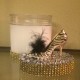 16 oz Candle Gold Stiletto with Black Feather
