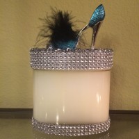 16 oz Oval Blue Feathered Stiletto