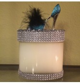 16 oz Oval Blue Feathered Stiletto